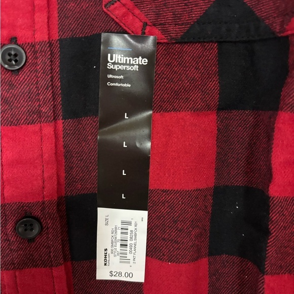 New with tags, boys size large plaid button up shirt, #C742 - Picture 3 of 5